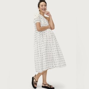 Hatch White and Blue One Shoulder Dress